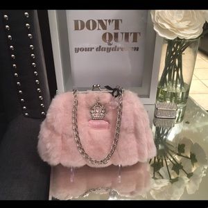 Vintage pink fur clutch